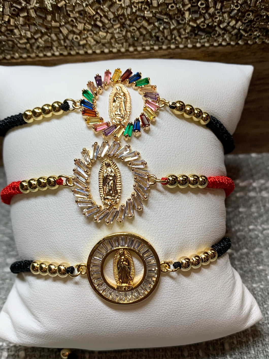 Virgencita bracelets (zirconia with gold accents)